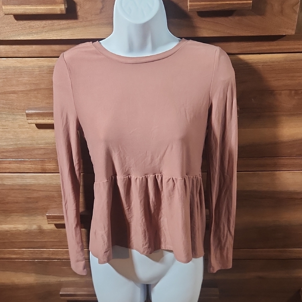 Pink Rose Terracotta Peplum Blouse